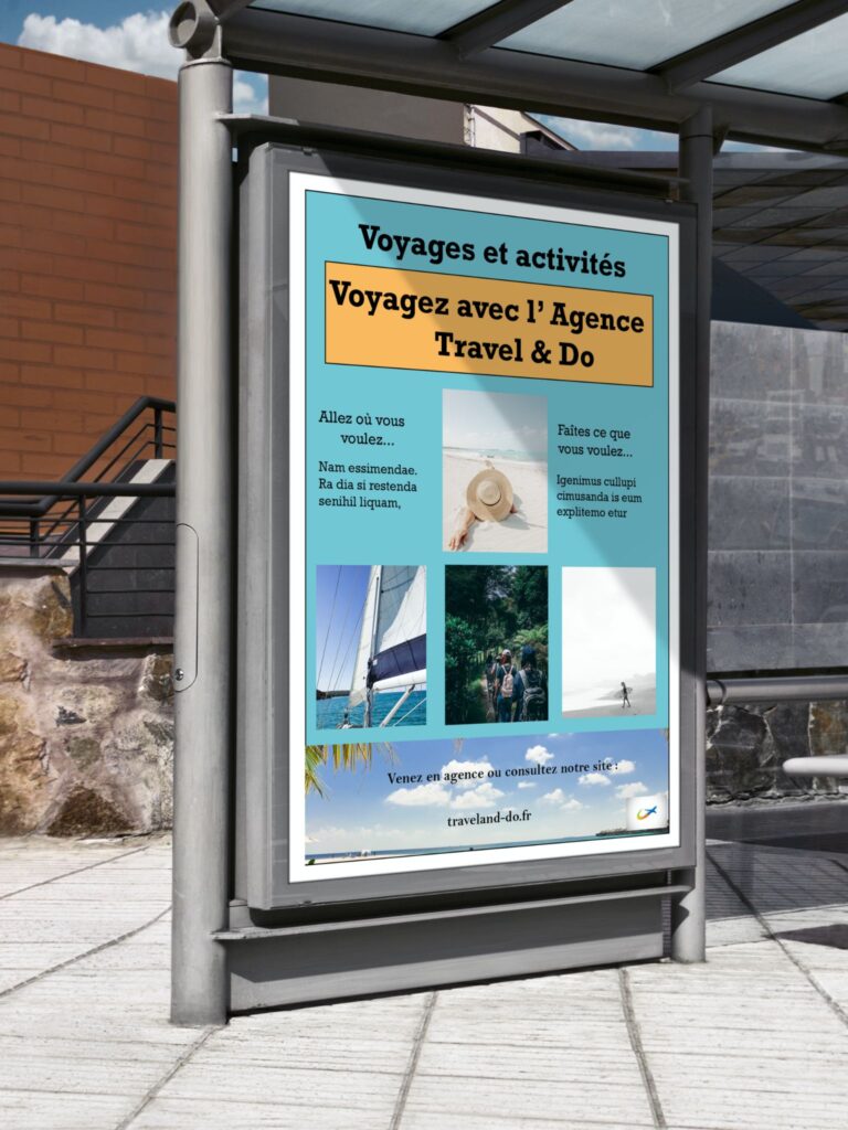 City light on the bus stop_Affiche Agence Voyage-Travel and Do